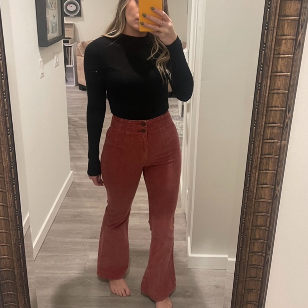Free People x We The Free Jayde Flare Jeans Mesa Rust Brown Size 32